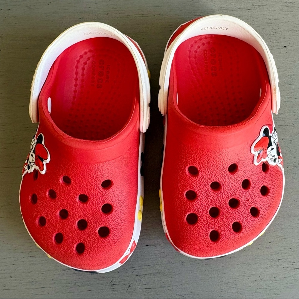 CROCS Disney Minnie Mouse Kids Slip On Clog Shoes Toddler Little Kids Sz 4 Red - Picture 4 of 14